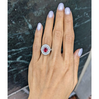 2.02 Ct. Ruby Natural Diamond Pave Ring, Platinum 950 Life Style