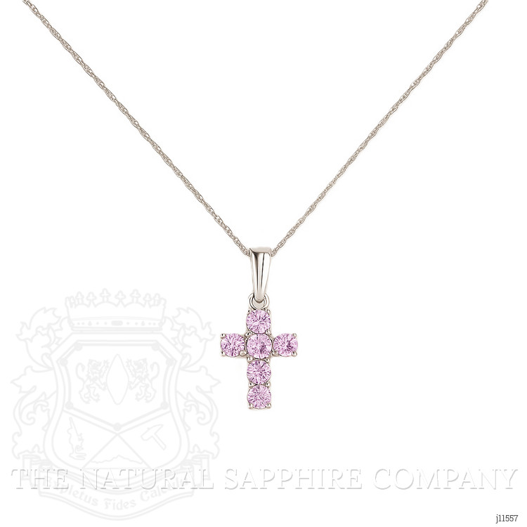 0.50 Ct. Pink Sapphire Pave Pendant, 14K White Gold