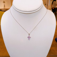 0.50 Ct. Pink Sapphire Pave Pendant, 14K White Gold Image