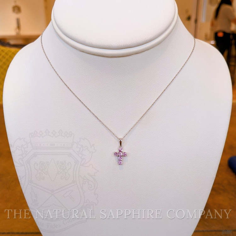 0.50 Ct. Pink Sapphire Pave Pendant, 14K White Gold