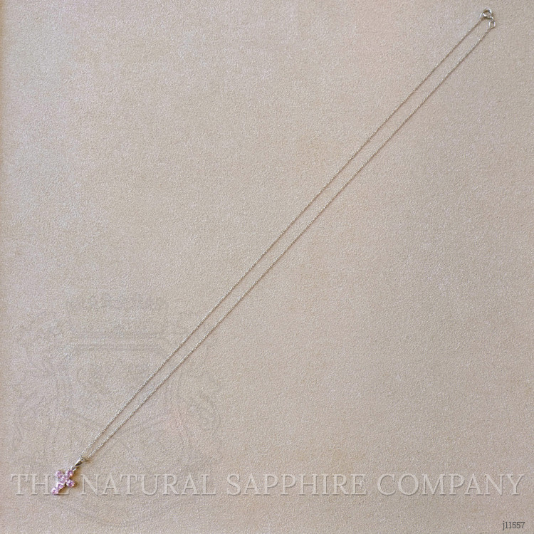 0.50 Ct. Pink Sapphire Pave Pendant, 14K White Gold