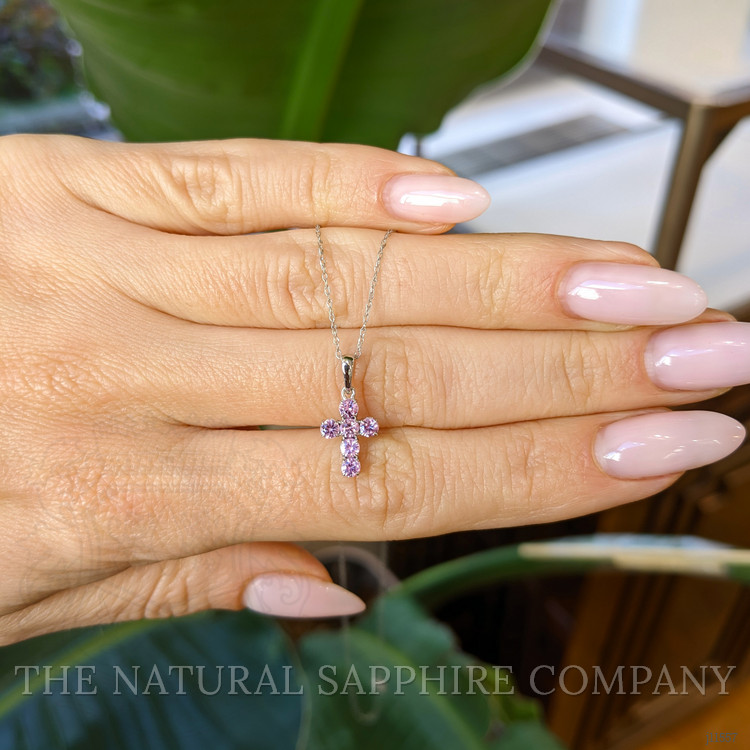 0.50 Ct. Pink Sapphire Pave Pendant, 14K White Gold