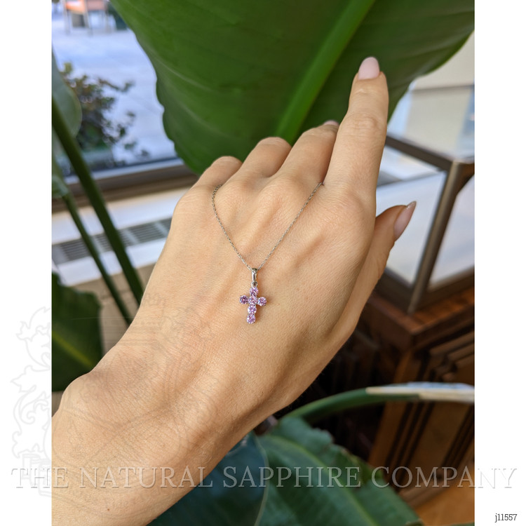 0.50 Ct. Pink Sapphire Pave Pendant, 14K White Gold