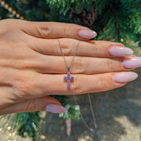 0.50 Ct. Pink Sapphire Pave Pendant, 14K White Gold Life Style