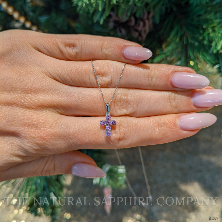 0.50 Ct. Pink Sapphire Pave Pendant, 14K White Gold