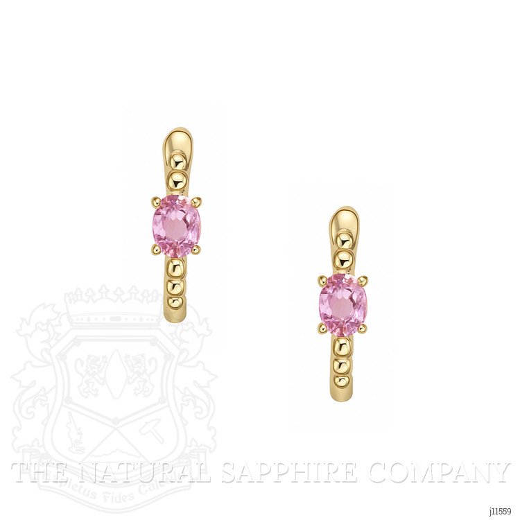 0.44 Ct.Tw. Pink Sapphire Accent Stones Earrings, 14K Yellow Gold