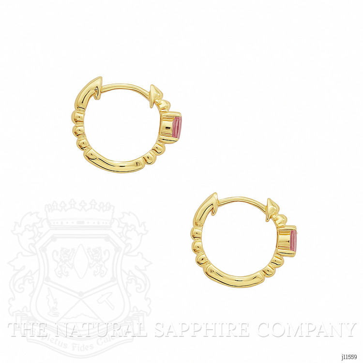 0.44 Ct.Tw. Pink Sapphire Accent Stones Earrings, 14K Yellow Gold