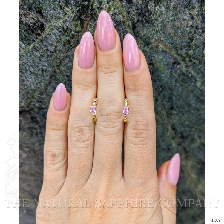 0.44 Ct.Tw. Pink Sapphire Accent Stones Earrings, 14K Yellow Gold