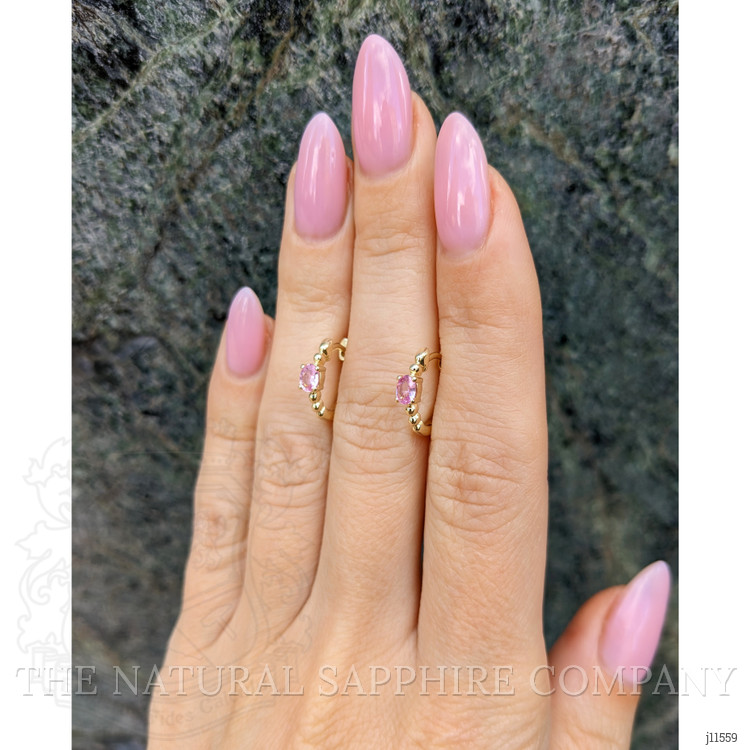 0.44 Ct.Tw. Pink Sapphire Accent Stones Earrings, 14K Yellow Gold