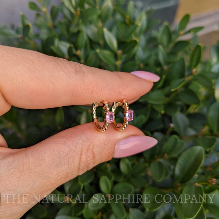 0.44 Ct.Tw. Pink Sapphire Accent Stones Earrings, 14K Yellow Gold