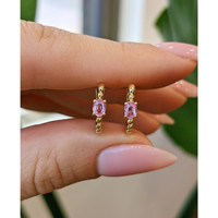 0.44&nbsp;Ct.Tw.Total Carat Weight Pink Sapphire Accent Stones Earrings, 14K Yellow Gold Life Style