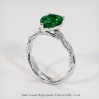 1.84 Ct. Emerald Natural Diamond Pave Ring, 18K White Gold Image