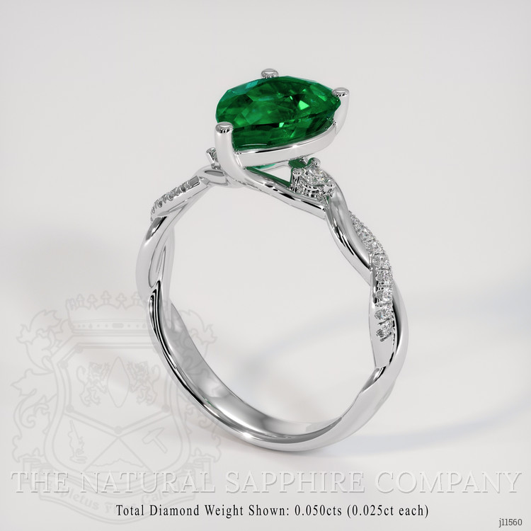 1.84 Ct. Emerald Natural Diamond Pave Ring, 18K White Gold