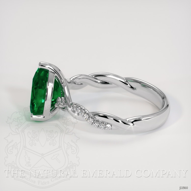 1.84 Ct. Emerald Natural Diamond Pave Ring, 18K White Gold