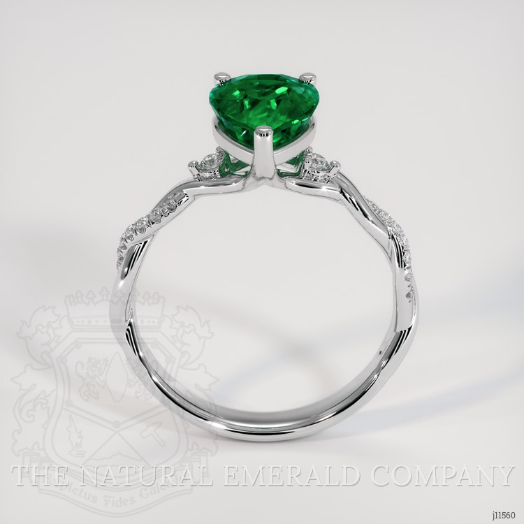 1.84 Ct. Emerald Natural Diamond Pave Ring, 18K White Gold