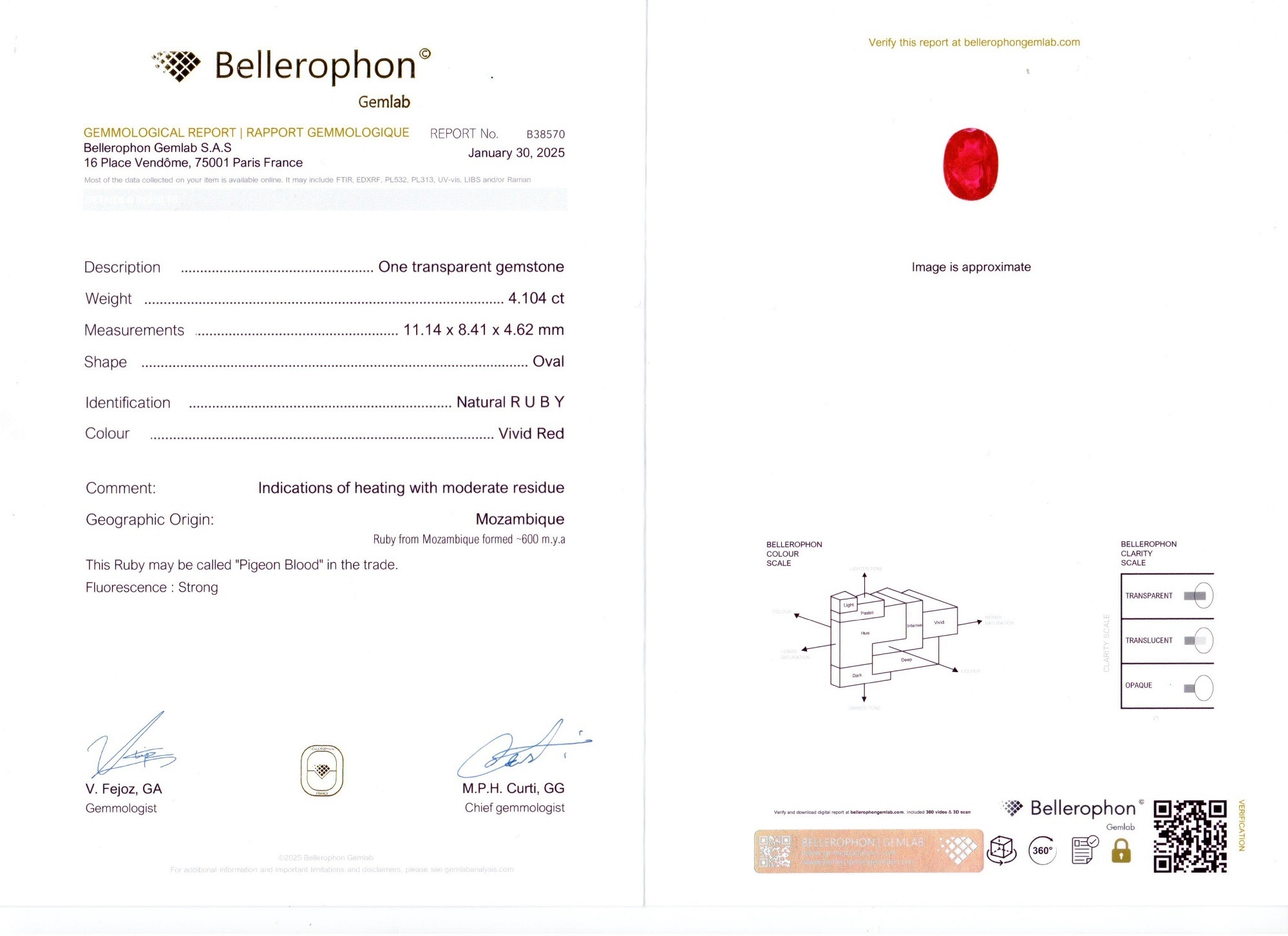 4.10 Ct. Ruby and Natural Diamond Pave Ring, 18K White Gold