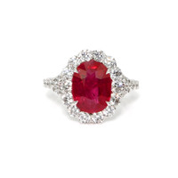 4.10 Ct. Ruby Natural Diamond Pave Ring, 18K White Gold Video