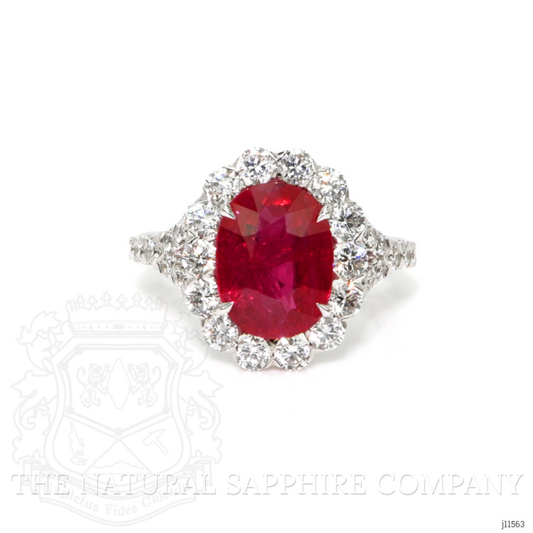 4.10 Ct. Ruby Natural Diamond Pave Ring, 18K White Gold