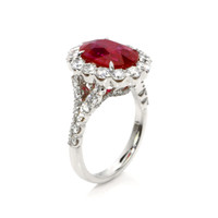 4.10 Ct. Ruby Natural Diamond Pave Ring, 18K White Gold Image