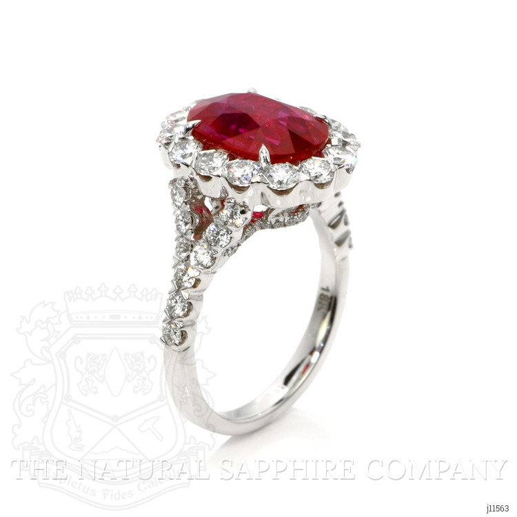 4.10 Ct. Ruby Natural Diamond Pave Ring, 18K White Gold