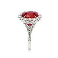 4.10 Ct. Ruby Natural Diamond Pave Ring, 18K White Gold Image