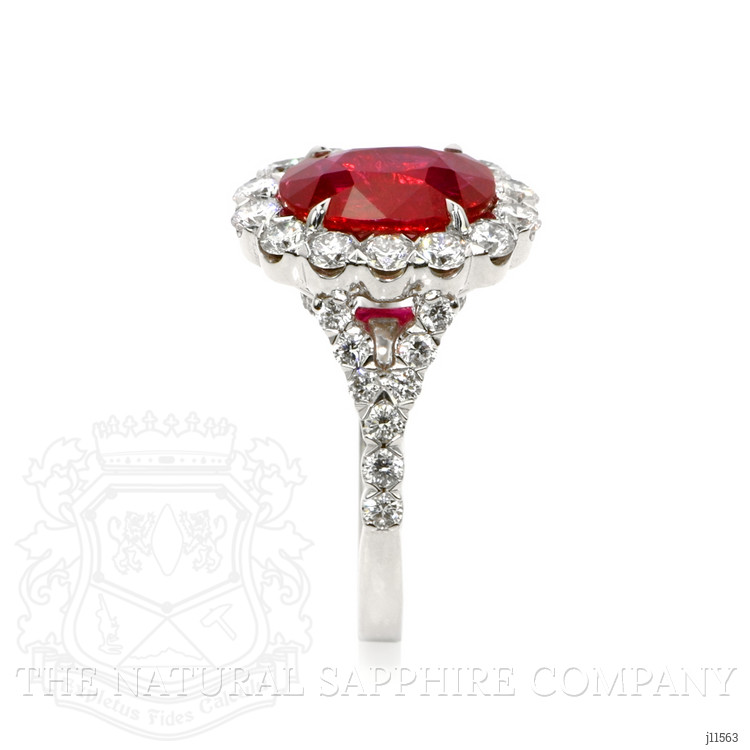 4.10 Ct. Ruby Natural Diamond Pave Ring, 18K White Gold