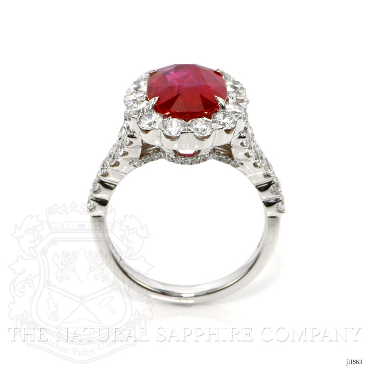 4.10 Ct. Ruby Natural Diamond Pave Ring, 18K White Gold