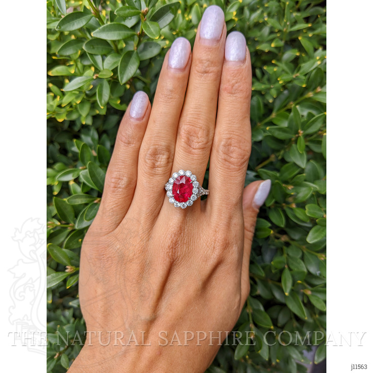 4.10 Ct. Ruby Natural Diamond Pave Ring, 18K White Gold