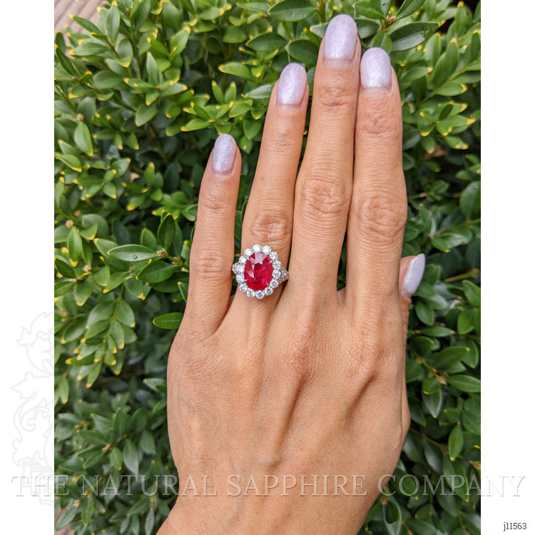 4.10 Ct. Ruby Natural Diamond Pave Ring, 18K White Gold