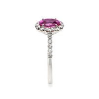 1.59 Ct. Pink Sapphire and Natural Diamond Pave Ring, 18K White Gold Image