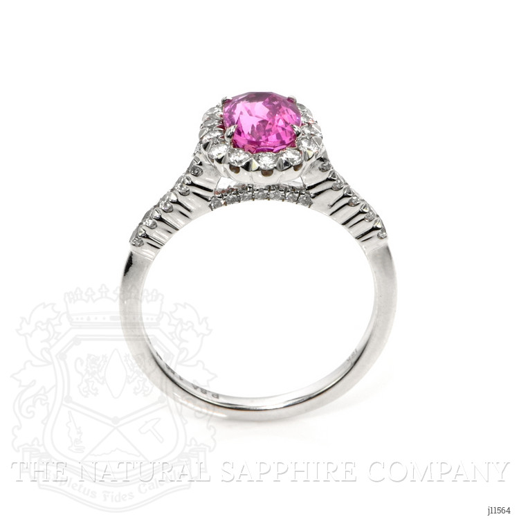 1.59 Ct. Pink Sapphire and Natural Diamond Pave Ring, 18K White Gold
