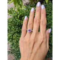 1.59 Ct. Pink Sapphire and Natural Diamond Pave Ring, 18K White Gold Life Style