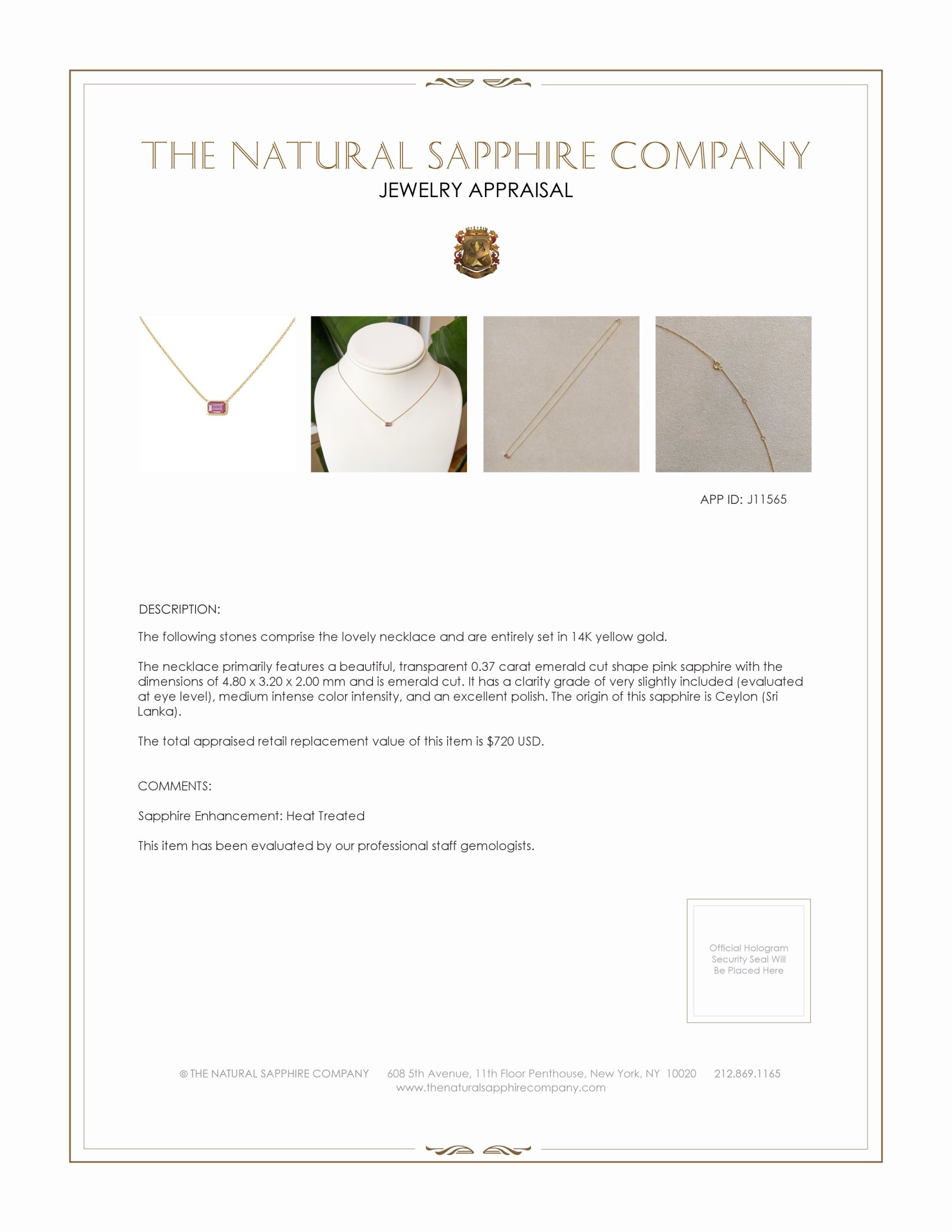 0.37 Ct. Pink Sapphire Bezel Necklace, 14K Yellow Gold