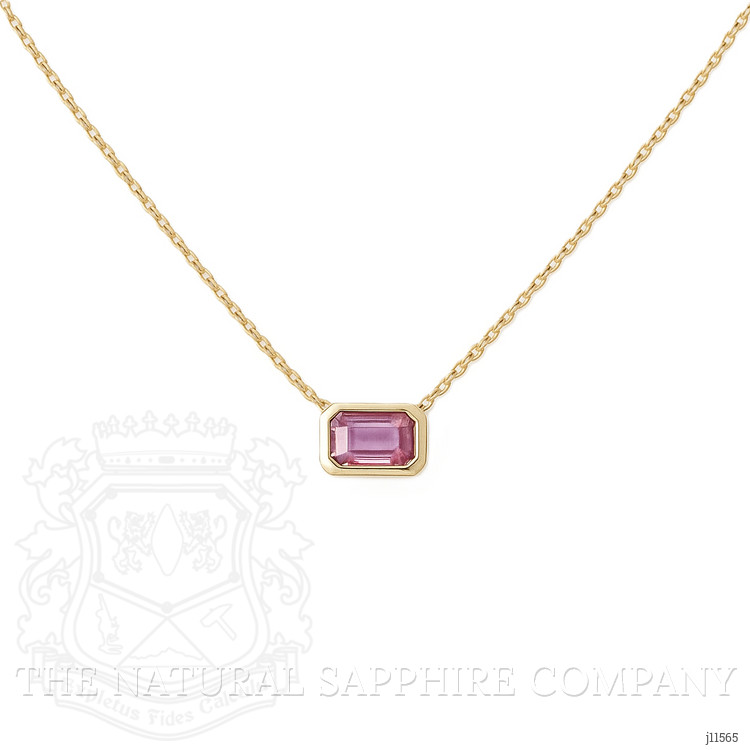 0.37 Ct. Pink Sapphire Bezel Necklace, 14K Yellow Gold