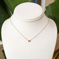 0.37 Ct. Pink Sapphire Bezel Necklace, 14K Yellow Gold Image