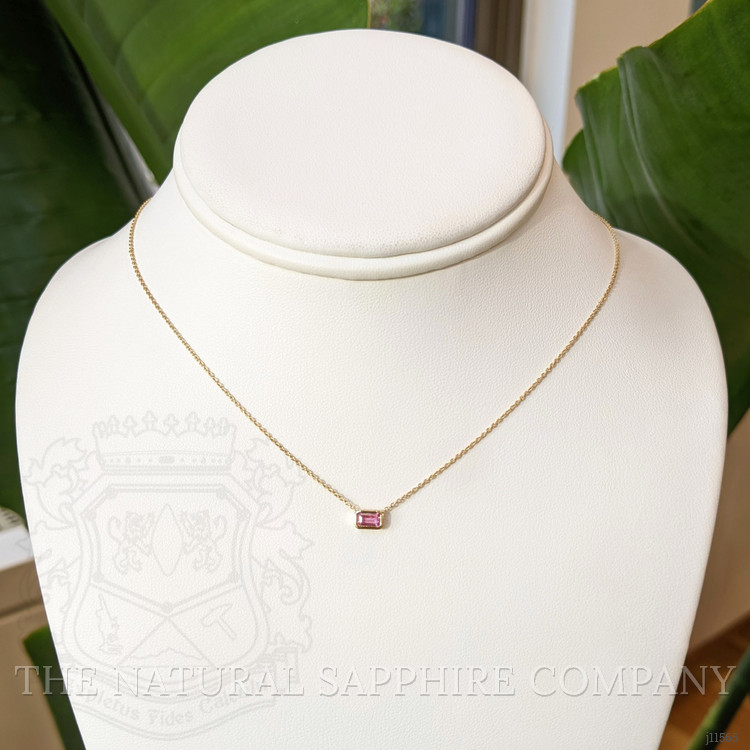 0.37 Ct. Pink Sapphire Bezel Necklace, 14K Yellow Gold