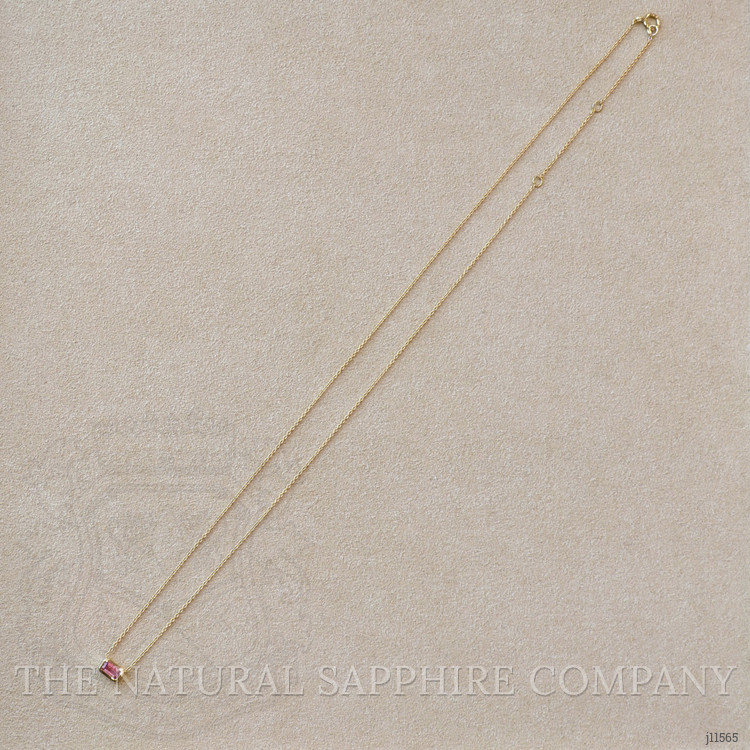 0.37 Ct. Pink Sapphire Bezel Necklace, 14K Yellow Gold