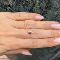 0.37 Ct. Pink Sapphire Bezel Necklace, 14K Yellow Gold Life Style