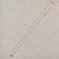 0.35 Ct. Pink Sapphire Halo Necklace, 14K White Gold Image