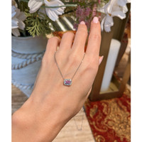0.35 Ct. Pink Sapphire Halo Necklace, 14K White Gold Life Style