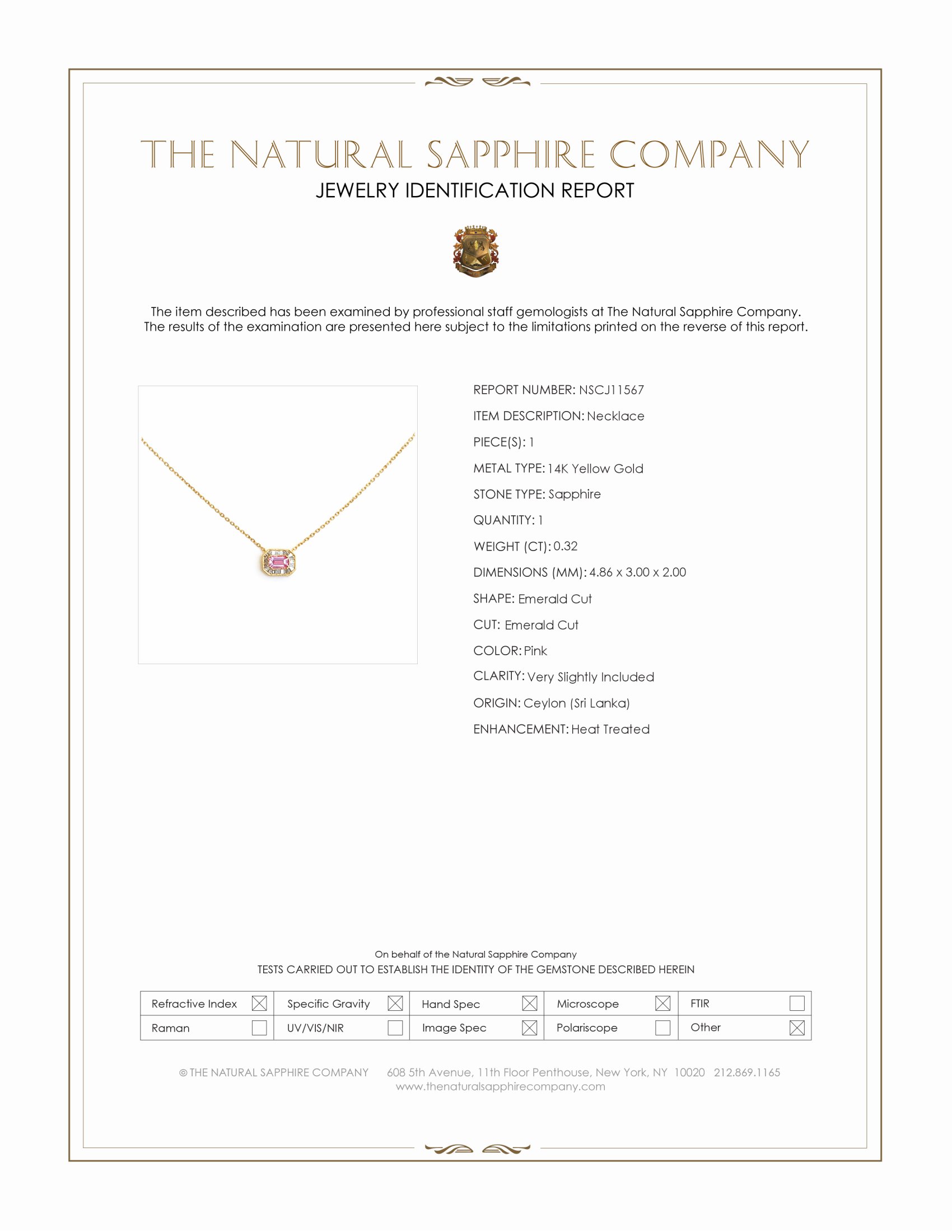 0.32 Ct. Pink Sapphire Accent Stones Necklace, 14K Yellow Gold
