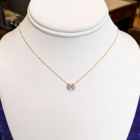 0.32 Ct. Pink Sapphire Accent Stones Necklace, 14K Yellow Gold Image