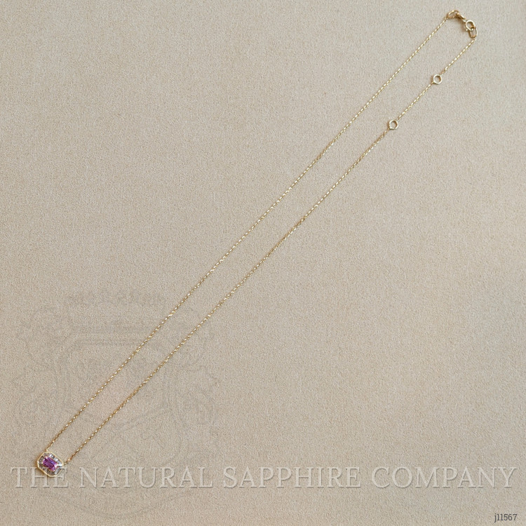 0.32 Ct. Pink Sapphire Accent Stones Necklace, 14K Yellow Gold