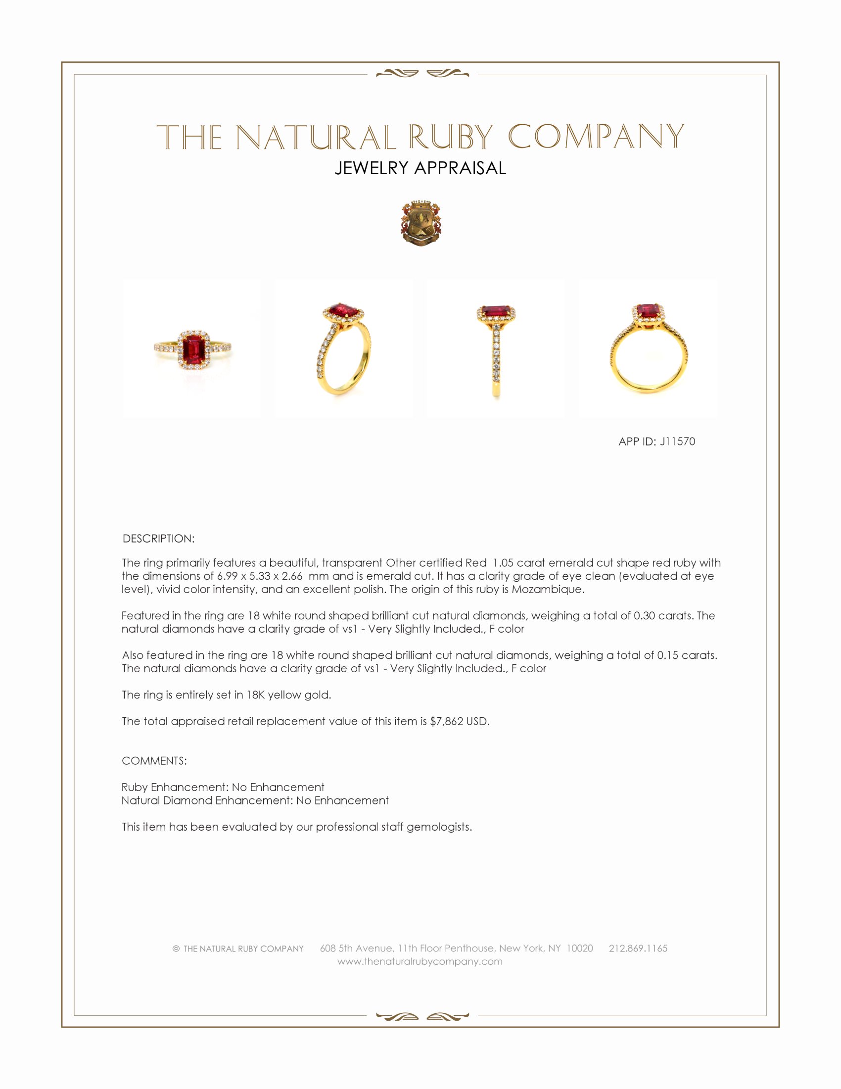1.05 Ct. Ruby and Natural Diamond Pave Ring, 18K Yellow Gold