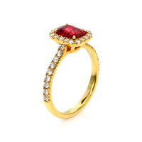 1.05 Ct. Ruby Natural Diamond Pave Ring, 18K Yellow Gold Image