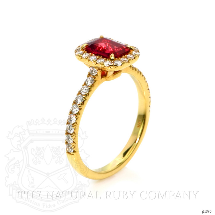 1.05 Ct. Ruby Natural Diamond Pave Ring, 18K Yellow Gold