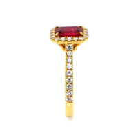 1.05 Ct. Ruby Natural Diamond Pave Ring, 18K Yellow Gold Image