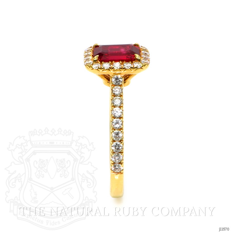 1.05 Ct. Ruby Natural Diamond Pave Ring, 18K Yellow Gold