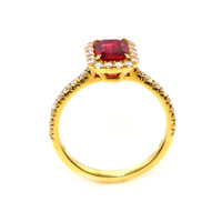 1.05 Ct. Ruby Natural Diamond Pave Ring, 18K Yellow Gold Image