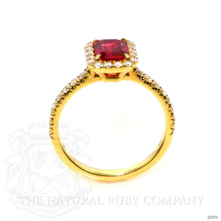 1.05 Ct. Ruby Natural Diamond Pave Ring, 18K Yellow Gold